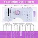 Sewing Machine for Beginners & Kids, Mini Portable Sewing Machines with 12 Built-in Stitch Patterns, 2-Speed Foot Pedal, Perfect for Teaching Daughter Granddaughter to Sew(Purple White)