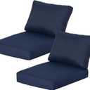 21.5x25.5 Inch Outdoor Deep Seat Cushions Set of 2,Thick High-Density Foam, Water-Resistant, Piped Edges & YKK Hidden Zipper for Patio Furniture,Midnight