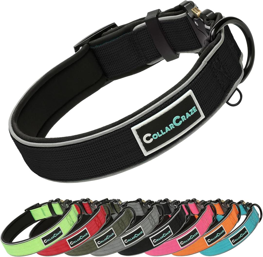 Dog Collar for Small Medium Large Dogs, Reflective, Adjustable Heavy Duty Dog Collar, Soft Neoprene Padded Comfortable for Walking (Black, S)