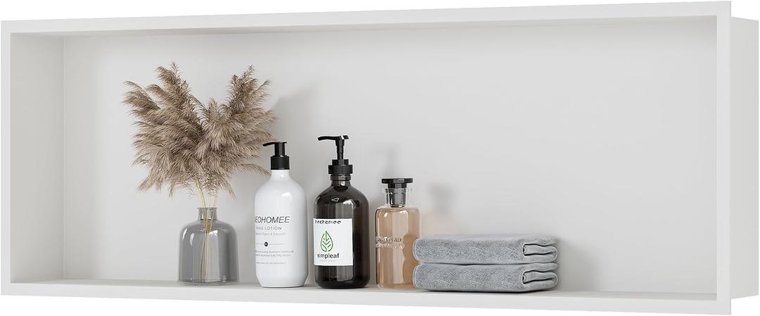 Neodrain Shower Niche, Insert Bathroom Storage Shower Shelf, Stainless Steel Recessed Wall Niche No Tiled Recessed Cabinet Waterproof for Shower Storage(White,36"x12")