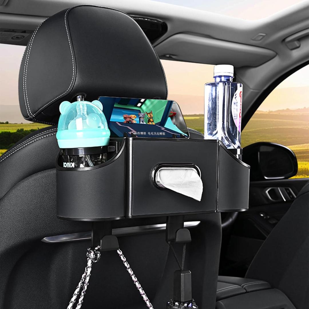 Back Seat Car Organizer,4 in 1 Multifunctional Car Back Seat Storage Box with Drink Cup Holder Tissue Box, for Hold Phone,Snacks, Drinks, Handbag-Black Back Seat Car Organizer,4 in 1 Multifunctional Car Back Seat Storage Box with Drink Cup Holder Tissue Box, for Hold Phone,Snacks, Drinks, Handbag-Black