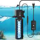 AquaMiracle Aquarium Filter with U - V Light & Filter Sponge, Fish Tank Filter with Timer for Green Water, Turtle Filter with Aeration & Rainfall Mode for Aquarium 10-30 Gallon