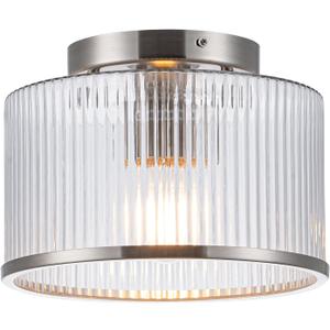 MAYNA Modern Nickel Semi Flush Mount Ceiling Light Fixture, 1-Light Glass Ceiling Light, Hallway Light Fixtures Ceiling Mount for Kitchen Entryway Bedroom Laundry Room