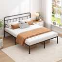 King Bed Frame with Classic Headboard,Strong Metal Slats Support,Under Bed Storage Space,No Box Spring Needed,Easy to Assemble,Black