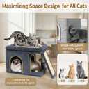 Cat Tree Tower Bed with Scratching Post for Indoor, Heavy Duty Small Stand House Condo for Large Cats & Kittens, Platform Perch Hideout Climb Rest Area, Modern Sturdy Furniture, Dark Gray