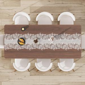 Clear Plastic Table Cover Protector with Lace Pattern, Waterproof Easy Flat PVC Desk Pad Mat, 1.5mm Thick Rectangle Vinyl Table Top Protector for Dining Room Table, Office, Dresser (42" x 96")