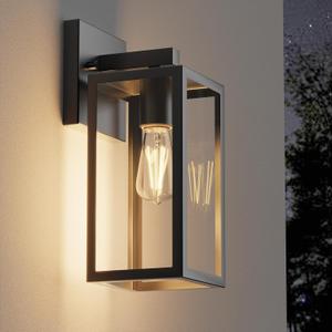 Porch Wall Lights Outdoor, Waterproof Lanterns with Frame and Clear Glass Shade, Exterior Front Porch Light Matte Black Wall Sconce, Modern Mounted Lighting for Patio Entryway Hallway (1 PACK)