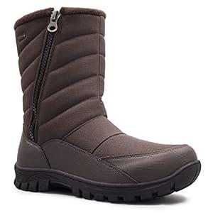 mysoft Mens Winter Snow Boots Waterproof Insulated Mid-Calf Hiking Boot Boot Fur Lined Warm Outdoor Tall Shoes Lightweight Size 7