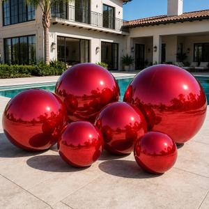 Red 6PCS Inflatable Mirror Ball Set Reusable Large Event Decoration Balloon PVC Bubble Balloon with Electric Pump For Party, Wedding, Decor