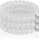 SWEZESBET Spiral Hair Ties with Rhinestone Metal Ring, No Damage and No Crease Phone Cord Hair Coils for Medium to Thick Hair, Large Size, 3-Pack, Sparkling White