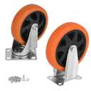 6 Inch Caster Wheels Set of 4 (2 Rigid, 2 Swivel), Ball Bearing 360 Degree Plate Swivel Castors Wheel Load 3000 lbs, Casters for Furniture, Workbench, Dolly, Cart