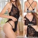 Famstar Lingerie for Women Babydoll Chemise Sexy Lingerie Sets Nightgown Dress Sleepwear Teddy Outfits for Women Black