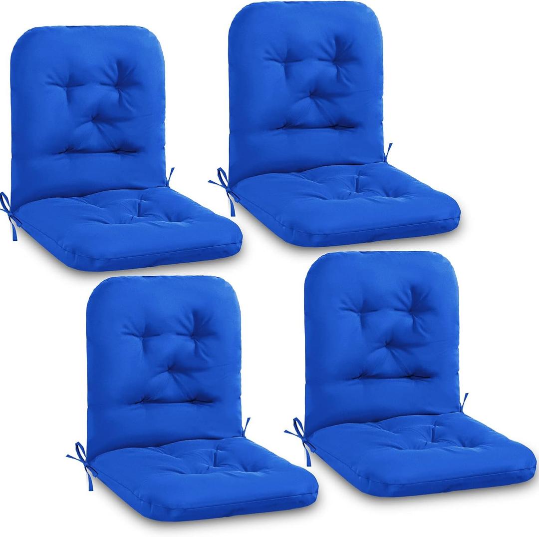 Chunful 4 Pack Tufted Back Chair Cushion Indoor Outdoor Weather Resistant Swivel Rocker Patio Chair Cushions for Outdoor Furniture (Royal Blue), 100 x 50 x 10 cm/ 39.3 x 19.6 x 3.9 inches