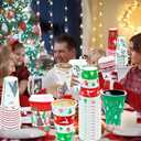 36 PCS Christmas Disposable Coffee Cups, 16 OZ Christmas Winter Party Paper Cups with Lids and Sleeves, To Go Coffee Cups for Hot and Cold Drinks, Winter Xmas Party Supplies Decorations