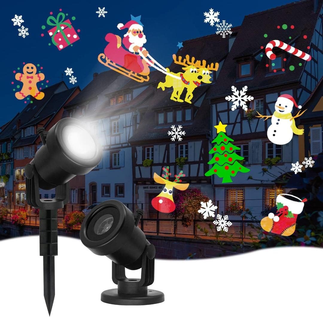 LED Projector Lights, Easter Decorations Outdoor&Indoor Rotatable Lamp, Halloween Snowflake Projector with 12 Themes, Waterproof Landscape Decorative Lighting Garden Party New Year Xmas