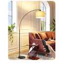 EDISHINE 78.3″ Modern Arc Floor Lamp with Remote, Tall Black Standing Lamp with Stepless Dimmable Bulb & 5 Color Temperature, Curved Mid Century Floor Lamps for Living Room, Bedroom, Nursey, Metal 