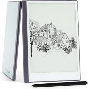 Android E-Ink ePaper Tablet, Paperwhite eBook Reader Digital Notebook for Note Taking, Drawing Paper White Graphics Notepad with Stylus and Case, Cloud Sync and Screen Casting - Model Mini 9.7" Silver