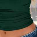 PRETTYGARDEN Women's Ruched Crop Tank Tops 2025 Summer Trendy Cap Sleeve Ribbed Knit Basic Fitted Going Out Tee Shirts (Dark Green,Small) (Green, S)