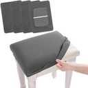 BUYUE 4 pcs Vanity Stool Bench Covers, Luxury Crease-Resistant Jacquard Fabric Saddle Bar Stool Slipcovers Stretch Washable, (Rectangle, 4 Counts, Gray)