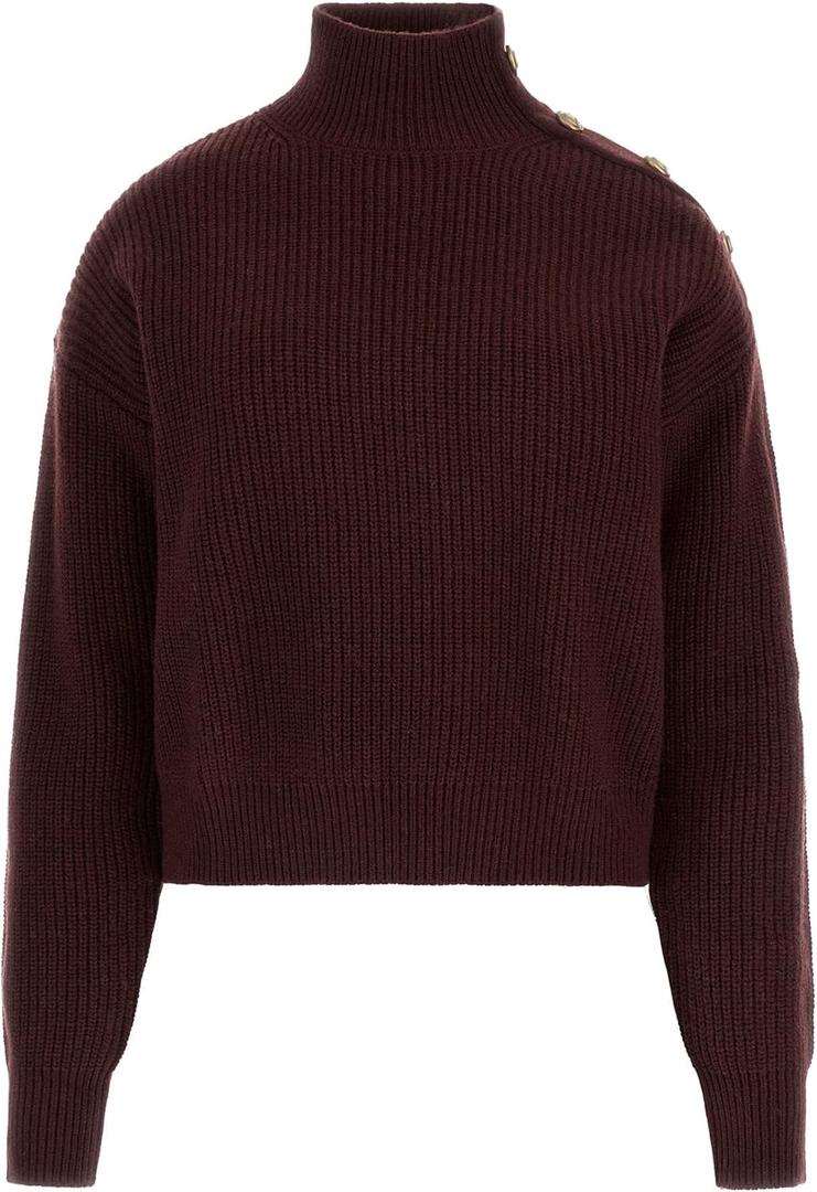 GUESS Women's Long Sleeve Zylee Mock Neck Sweater (X-Large, Red Noir)