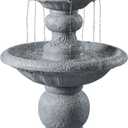 Teamson Home 52.56 in. Outdoor Two-Tier Water Fountain with Realistic ICY Stone Texture for Outdoor Living Spaces Creating a Calming Oasis for Gardens, Landscaping, Patios, Balconies, Lawns, Gray