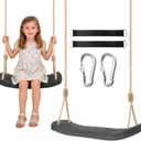 Kids Tree Swing Seat with Tree Straps and Carabiners, Heavy Duty Ergonomic Straight Swing Set for Backyard, Indoor & Outdoor Rope Swing, 264 lbsBlack