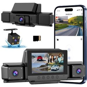 4-Channel 360 Dash cam Front and Rear FHD 1080P 180 Rotating Side-View Camera APP Control reversing Display Collision Detection Parking Monitoring Loop Recording | Suitable for sedans and SUVs