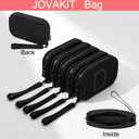 2 x JOVAKIT Small Portable Silicone Alphabet Makeup Bag for Women, Travel Waterproof Cosmetic Bag Gifts for Women, Zipper Closure Make Up Case with Handle, Travel Storage Organizer Pouch (Black R)