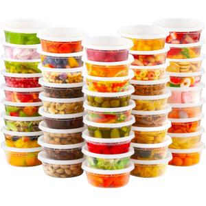 AOZITA 36 Sets 8 oz Plastic Deli Containers with Lids, Airtight Food Storage Containers, Freezer/Dishwasher/Microwave Safe, Soup Containers For Takeout Meal Prep Storage