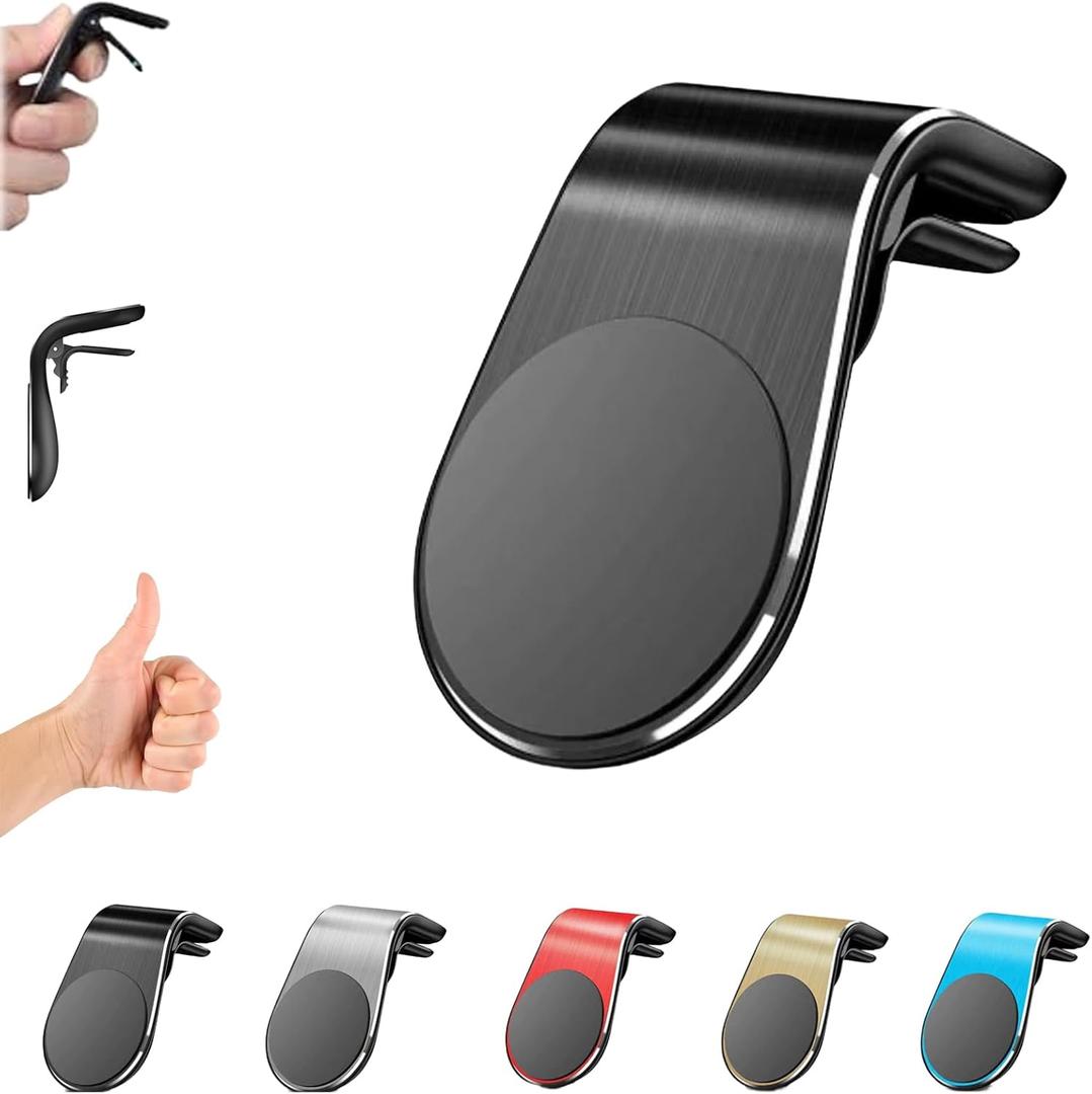 Phone Holder, Magnetic Phone Holder for Car, Mobile Phone Navigation Magnetic Bracket, 360 Adjustable Hands Phone Stand, Secure Clip-On Air Vent Phones Cradle for Driving (Black)