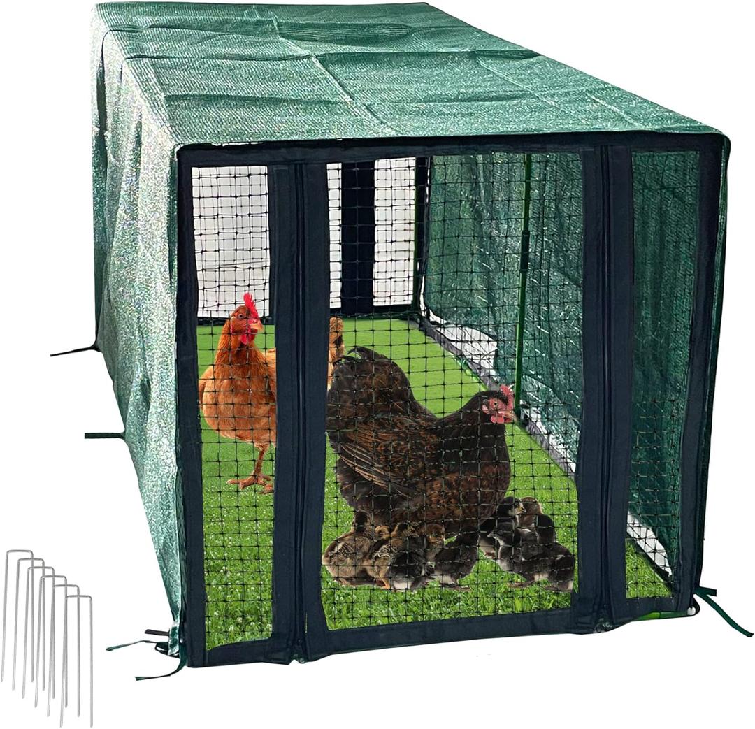 Chicken Coop with Garden Shade Cloth 4.4 * 2.2 * 2.2 FT Portable Poultry Cage Chicken Runs House Pen Cage Tarp for Outdoor Backyard Farm Use, Suitable for Chickens, Ducks, Quails and Cat