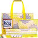 American Mahjong Tile Set with Printed Carrying Bag, 166 Premium Yellow Tiles, 4 All-in-One Racks/Pushers and Accessories, Mahjong Set, Complete Mahjong Game Set for Travel,GiftsYellow