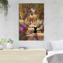 Lwwartxm Monet Garden Black Cat Poster Canvas Wall Art Vintage Famous Oil Paintings for Bathroom Home Office 12"x18" Framed