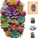 Delobil Puzzles for Adults with Puzzle Saver - Succulent Wooden Puzzle Unique Adult Jigsaw Puzzles Brain Teaser Family Game Gift 200 Pieces 12.6" X 7.8"