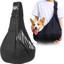 Dog Carrier Sling - Reversible Puppy Carrier Purse with Storage Pocket, Hand-Free Dog Sling Carrier for Carry Small Dogs and Cats, Travel Safety Harness, Dog and Cat Harness