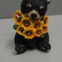 Solar Garden Decor Black Bear Outdoor Statue, Outdoor Patio Sculpture Decor LED Lights Gifts for Mom or Daughter, Garden Statues Birthday Gifts for Women Home and Yard