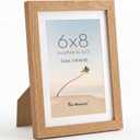 Fun Memories 6x8 Picture Frame, Solid Oak Wood 6 by 8 Photo Frames for Wall or Tabletop Display, Rustic 6 x 8 Wood Frames for Home Decor, 6x8 Frame Matted to 5x7, Natural Color