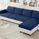 Ruaozz Couch Cushion Covers for Sectional Sofa Stretch Seat Cushion Covers Washable Sofa Slipcovers for L Shaped Soft Furniture Protector Pet Friendly (1 PC Chaise Cover, Dark Blue)