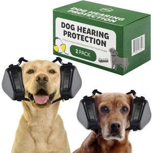 Evergreen Pet Supplies Earmuffs for Dogs - Medium/Large, Black, 2 Pack - Noise Protection & Fireworks Relief - Adjustable Noise Canceling Dog Headphones & Hunting Ear Covers