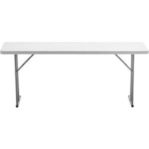 BTEXPERT 6-Foot - 72" Long White Granite Plastic Folding Seminar Training Table Portable 18" Wide Narrow, 29" High, Events Indoor Outdoor Lightweight (One)