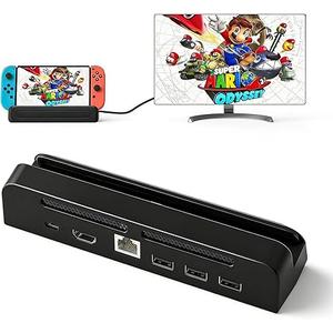 TV Dock Station for Switch 2,Switch 2 Docking Station with 4K@120Hz HDMI Output/Type C Port/3.0 USB Port,Replacement for Official Switch2 Dock(Only Dock,Not Suitable for Use with Protective Case)
