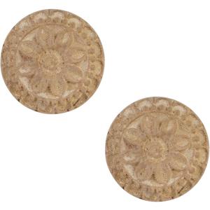 SOFFEE DESIGN 2pcs Wooden Carved Flower Knobs, Decorative Bohemian Style Pulls Handles for Door Cabinet Drawer