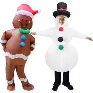 2 Packs Funny Christmas Inflatable Costume Cosplay Air Blow-up Suit Outfit for Adult/Halloween/Carnival/Parties
