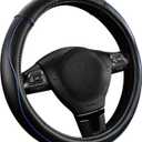 Skechers Memory Foam Steering Wheel Cover, Piping Microfiber Leather Steering Wheel Cover Sporty Universal Fit 14" 1/2-15" Car Wheel Protector for Men Women Fit Suvs, Vans, Sedans, Car, Trucks, Blue