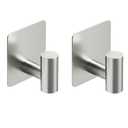 Rise age Adhesive Towel Hooks, Heavy Duty Stick on Towel Hooks for Bathrooms Wall Waterproof Adhesive Shower Hooks for Hanging Loofah, Clothes, Robes(Silver 2 Pcs)