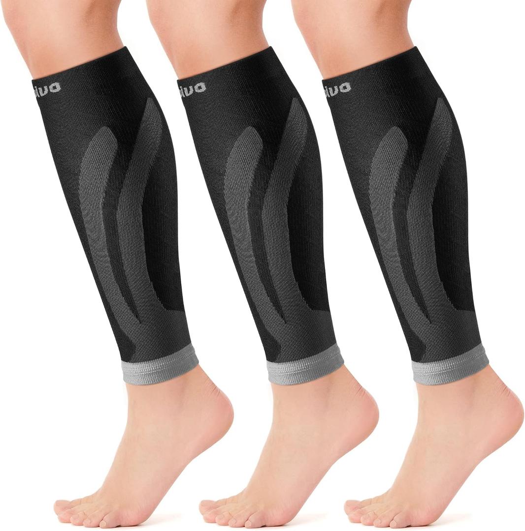 CAMBIVO Calf Compression Sleeves for Men & Women  Footless Socks for Shin Splint & Leg Pain Relief (1- or 3-Pair Options) (XX-Large, Gray)