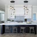 Black Pendant Lighting Modern Pendant Light, Mini Crystal Chandeliers,Adjustable Pendant Light Fixture for Kitchen Island Dinning Room Corridor Bedroom(Gold 5-Light), Round-5-Light