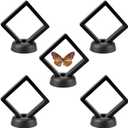 Enenes 5 Pack 3D Floating Coin Display Case with Stands, Clear Acrylic Frame for Military Medals, Jewelry, Medallions & Specimens - Premium Shadow Box Collection