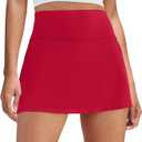 DLOODA Womens Skort Tennis Skirt with Pocket Shorts Mini Golf Skirts High Waisted Athletic Skorts Summer Workout (XX-Large, Red)