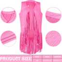 Cowgirl Outfits for Women 60s 70s Hippie Sleeveless Fringe Vest with Cowboy Hat and Sunglasses Halloween Costumes (Pink), Size XL